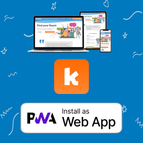 Kwiziq graphic announcing the mobile product as an installable web app